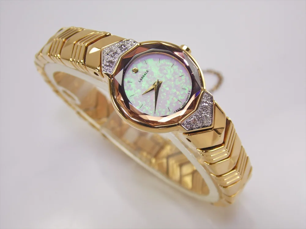Rare Vintage Womens Ladies Gold Lassale by Seiko Genuine Diamond